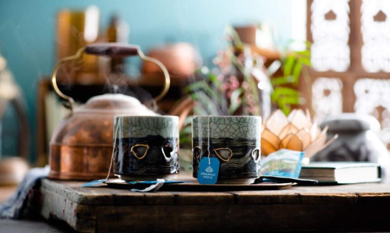 tulsi tea in two mugs