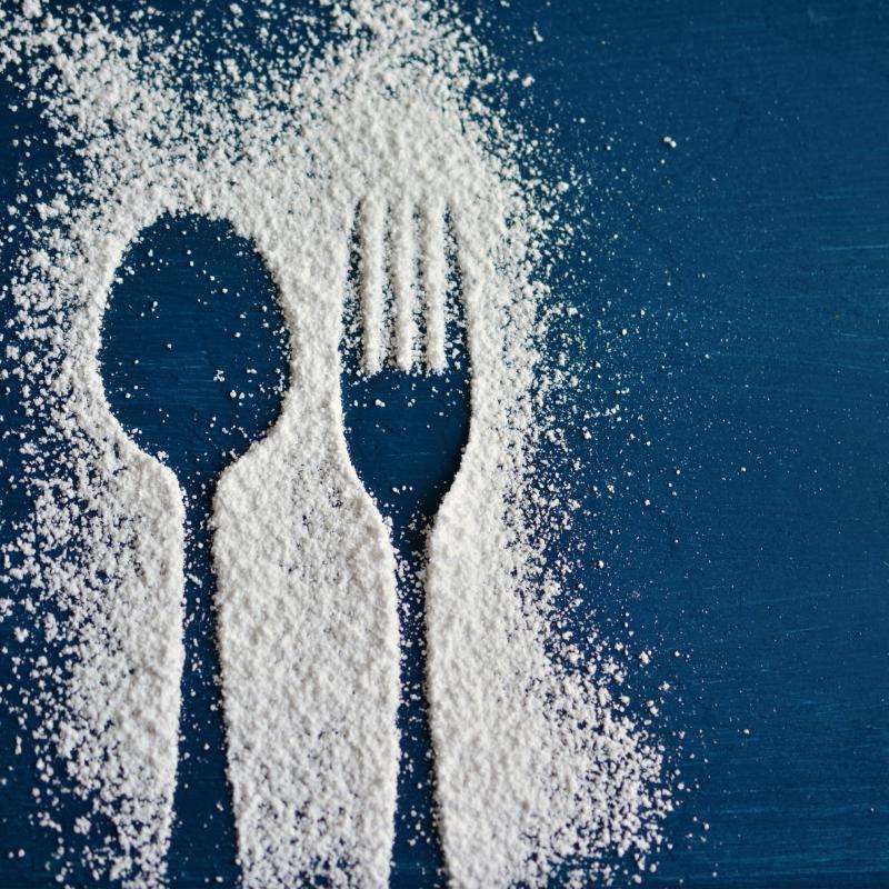 sugar outline of spoon and fork