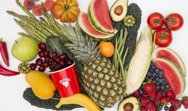 Fruits and Vegetables with Mother's container