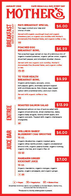 January Cafe Specials 2026