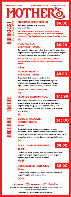 February Cafe Specials 2026