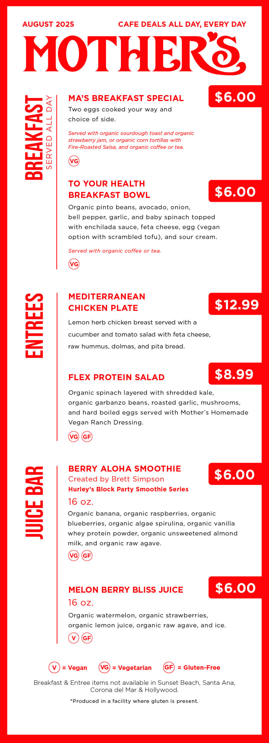 08.2025 Mother's August Cafe Specials Menu