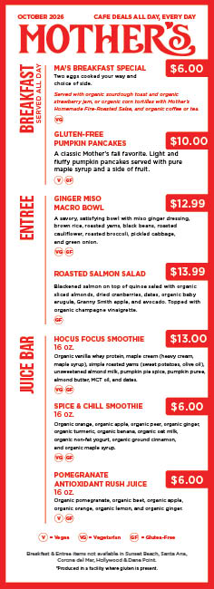 Cafe Specials Menu