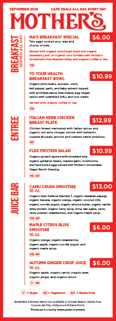 Cafe Specials Menu