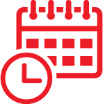 Calendar with a clock in front on the bottom left side